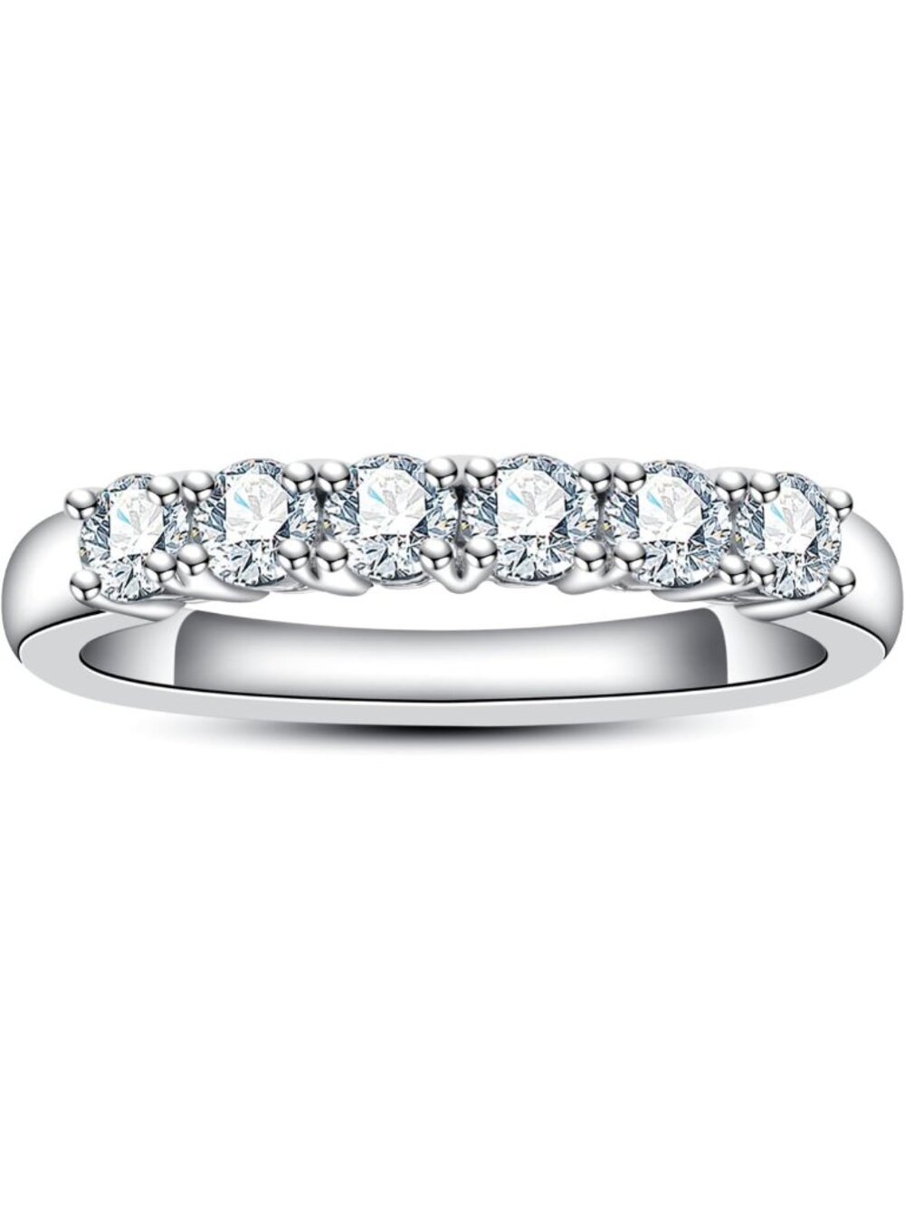 Stunning Moissanite Eternity Wedding Band Ring - D Color, VVS1, 925 Silver